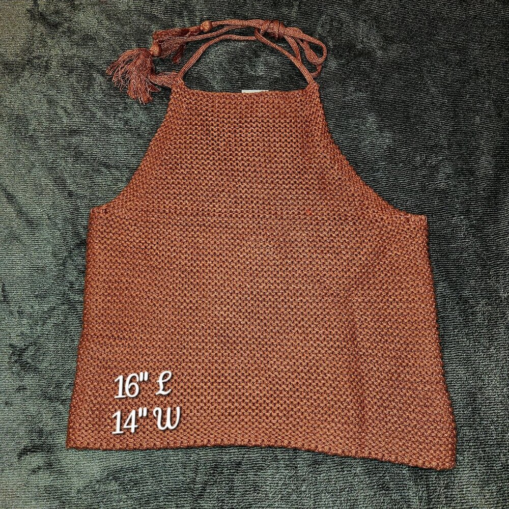 525 America Born in BKLYN Terracotta Knit Halter Top NWT Women’s Small Crochet